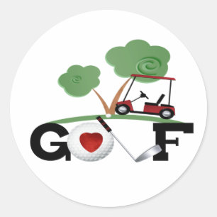 I Liebe Golf Runder Aufkleber