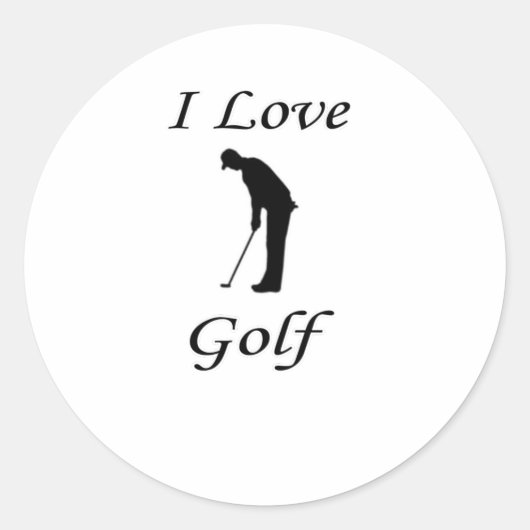 I Liebe Golf Runder Aufkleber (Vorderseite)