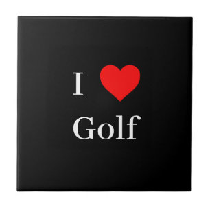 I Liebe Golf Typografie & Red Heart Black Fliese