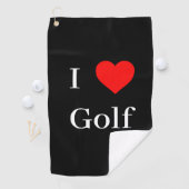 I Liebe Golf Typografie & Red Heart Black Golfhandtuch (Insitu)