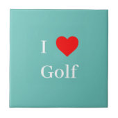 I Liebe Golf Typografie & Red Heart Minze Green Fliese (Vorderseite)