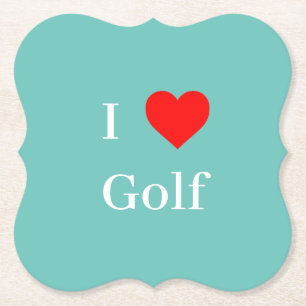 I Liebe Golf Typografie & Red Heart Minze Green Untersetzer