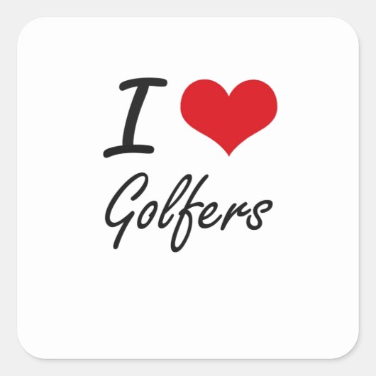 I Liebe Golfers Quadratischer Aufkleber (Vorderseite)