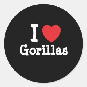I Liebe Gorillas Herzkrebs personalisiert Runder Aufkleber