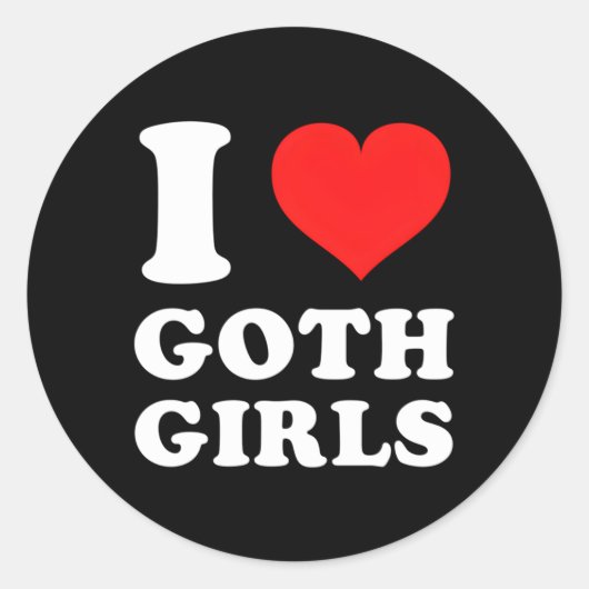 I Liebe Goth Runder Aufkleber (Vorderseite)