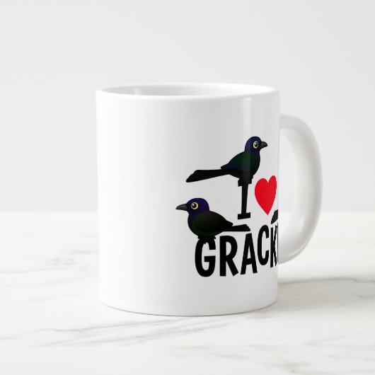 I Liebe Grackles Jumbo-Tasse (Vorderseite Rechts)