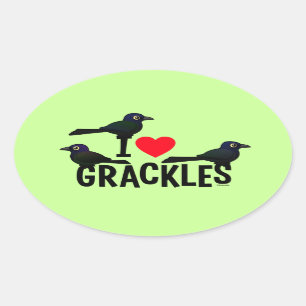 I Liebe Grackles Ovaler Aufkleber