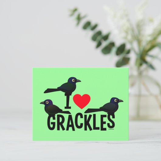I Liebe Grackles Postkarte (Stehend Vorderseite)
