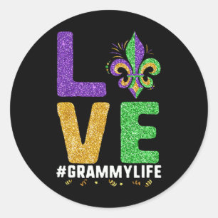 I Liebe Grammy Life Mardi Gras Grammylife Fleur De Runder Aufkleber