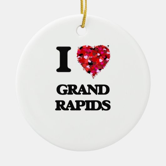 I Liebe Grand Rapids Michigan Keramik Ornament (Vorne)