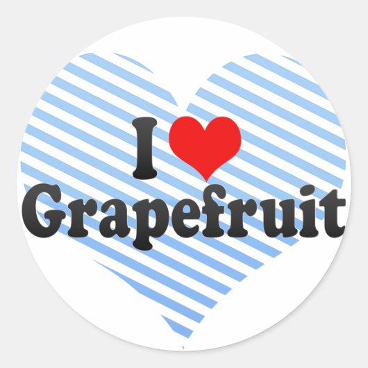 I Liebe Grapefruit Runder Aufkleber (Vorderseite)
