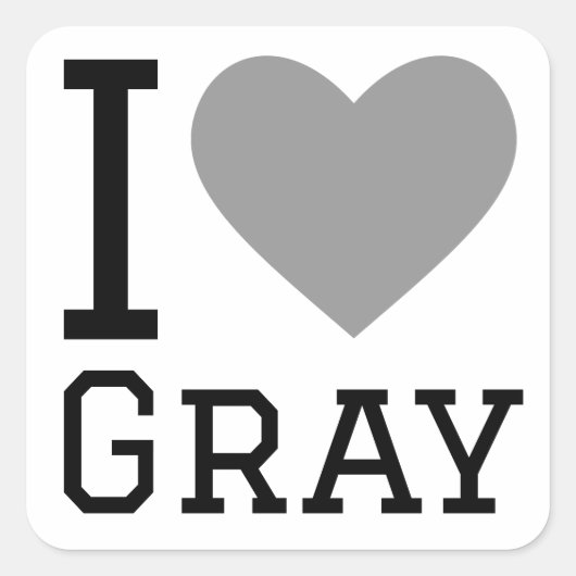 I Liebe grau Quadratischer Aufkleber (Vorderseite)