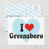 I Liebe Greensboro Postkarte (Vorne/Hinten)