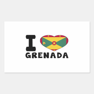 I Liebe Grenada Rechteckiger Aufkleber