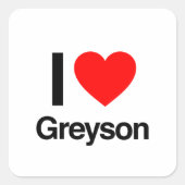 i Liebe Greyson Quadratischer Aufkleber (Vorderseite)