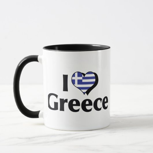 I Liebe Griechenland Flagge Tasse (Links)