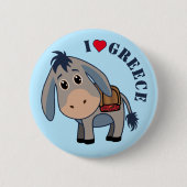 "I Liebe Griechenland" Niedlicher Donkey Button (Vorderseite)