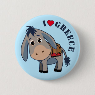 "I Liebe Griechenland" Niedlicher Donkey Button