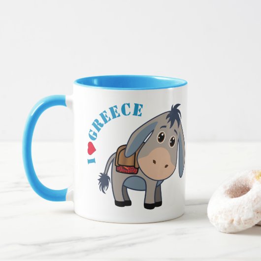 "I Liebe Griechenland" Niedlicher Donkey Tasse (Mit Donut)