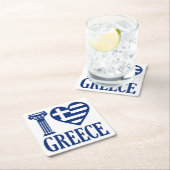 I Liebe Griechenland Rechteckiger Pappuntersetzer (Vor Ort)