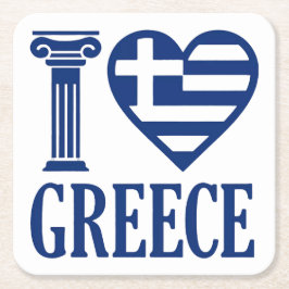 I Liebe Griechenland Rechteckiger Pappuntersetzer