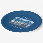 I Liebe Griechenland Taverna Foto blau-weiß Pappteller (Schrägansicht)
