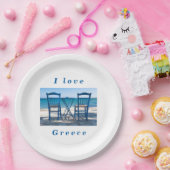 I Liebe Griechenland Taverna Foto blau-weiß Pappteller (Party)