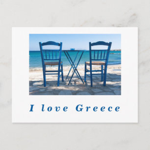 I Liebe Griechenland Taverna Foto blau-weiß Postkarte