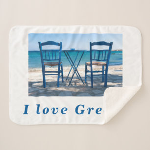 I Liebe Griechenland Taverna Foto blau-weiß Sherpadecke