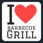 I Liebe Grill Quadratischer Aufkleber<br><div class="desc">I Liebe Grill Grill für Liebhaber der Küche</div>