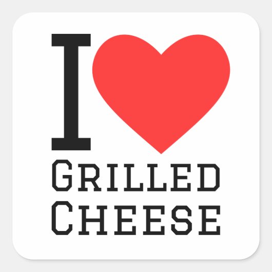 I Liebe Grillkäse Quadratischer Aufkleber (Vorderseite)