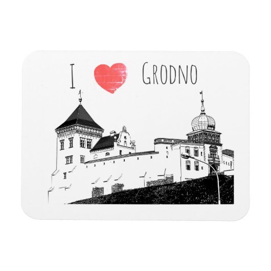 I Liebe Grodno Belarus Architektur Sketch Burg Magnet (Horizontal)