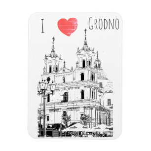 I Liebe Grodno Belarus Architekturskizze Magnet