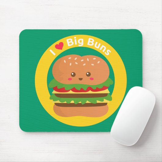 I Liebe-große Brötchen, Kawaii großer Burger Mousepad (Mit Mouse)