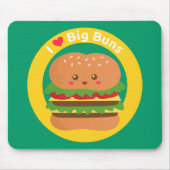 I Liebe-große Brötchen, Kawaii großer Burger Mousepad (Vorne)