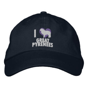 I Liebe Große Pyrenäen bestickt Hat (blau) Bestickte Kappe