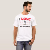 I Liebe-großes Blau-Reiher T-Shirt (Vorne ganz)