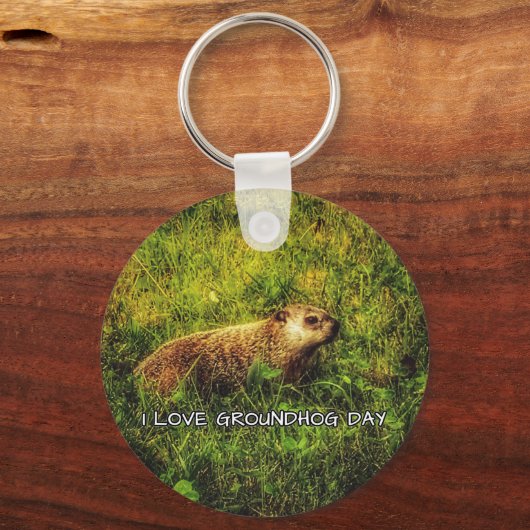 I Liebe Groundhog Day Schlüsselanhänger (Vorderseite)