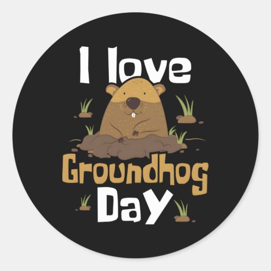 I Liebe Groundhog Day Woodchuck Groundhog Day Runder Aufkleber (Vorderseite)