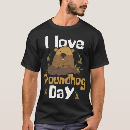 I Liebe Groundhog Day - Woodchuck Groundhog Day T-Shirt (Vorderseite)