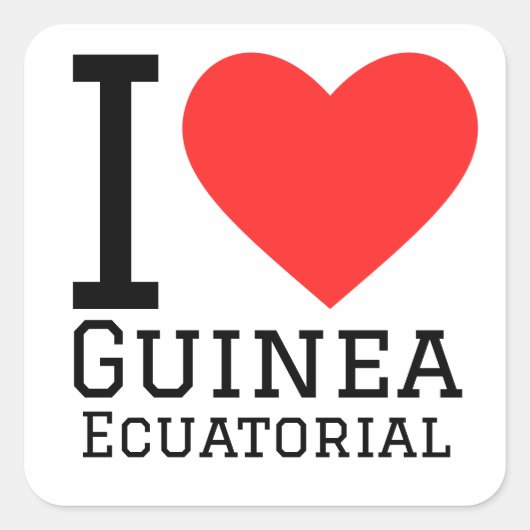 I LIEBE GUINEA QUADRATISCHER AUFKLEBER (Vorderseite)
