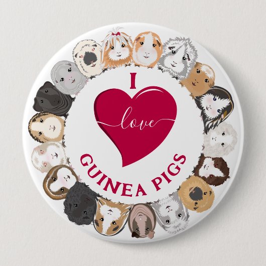 I Liebe Guinea Schweine Button (Vorderseite)