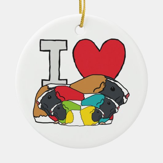 I Liebe Guinea Schweine Keramik Ornament (Vorne)