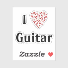 I Liebe Guitar Rotes Herz Musiknoten Vinyl Aufkleber