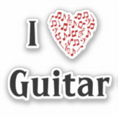 I Liebe Guitar Rotes Herz Musiknoten Vinyl Aufkleber (Vorderseite)