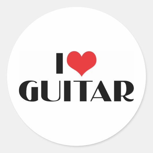 I Liebe Guitar Runder Aufkleber (Vorderseite)