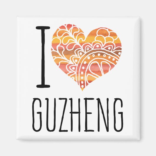 I Liebe Guzheng Orange Mandala Herza Magnet (Vorne)