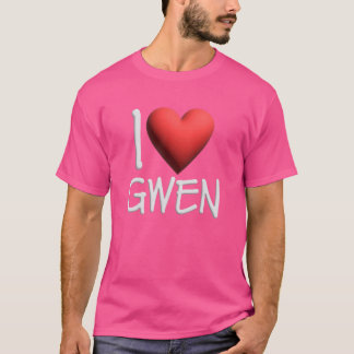 I Liebe Gwen Name Personalisiert Girl Frau Freund T-Shirt