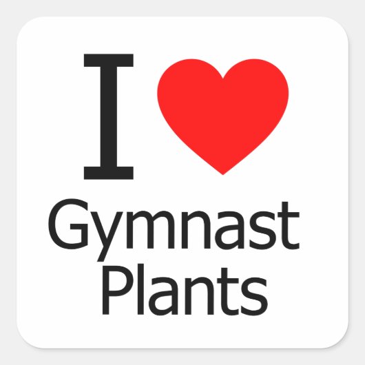 I Liebe Gymnast Pflanze Quadratischer Aufkleber (Vorderseite)