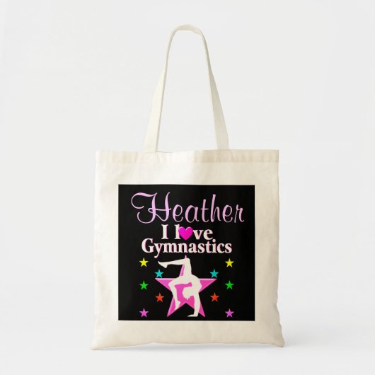 I LIEBE GYMNASTICS PERSONALISIERT PINK STAR TOTE B TRAGETASCHE (Vorne)